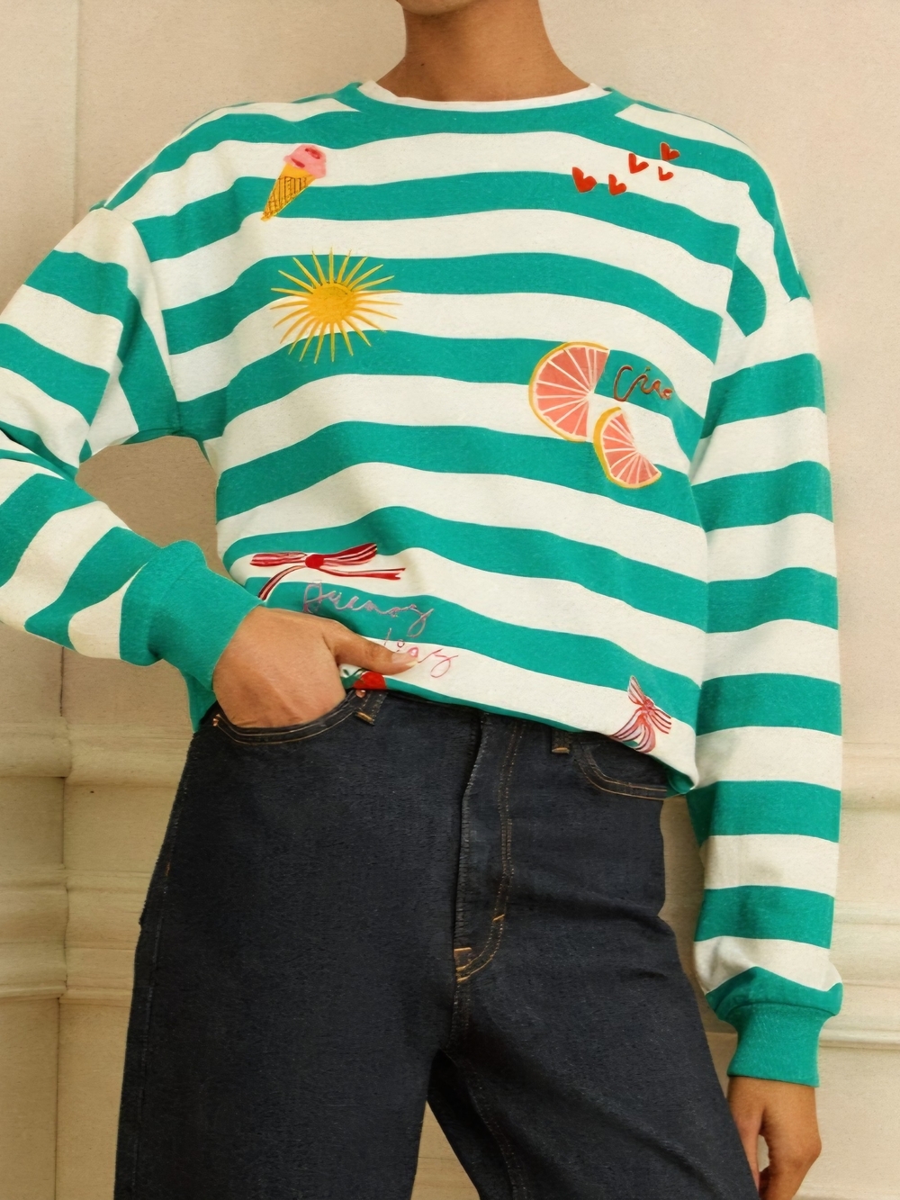 Love And Roses Embroidered Sweatshirt - Picture 2 of 6